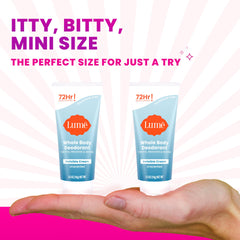Lume travel-size 2-pack unscented cream, convenient for on-the-go freshness.