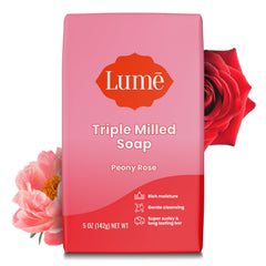 Lume triple milled bar soap showing rich moisture for daily cleansing