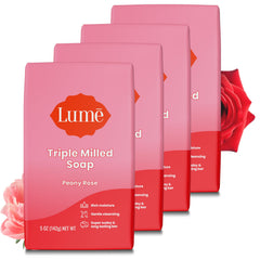 Lume triple milled bar soap showing rich moisture and creamy lather.