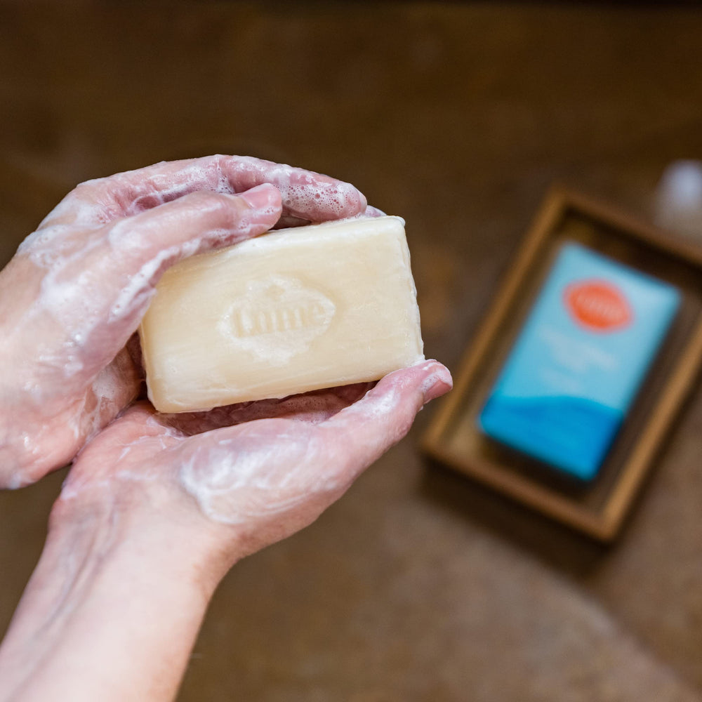 Lume unscented bar soap ideal for fragrance-free routines.