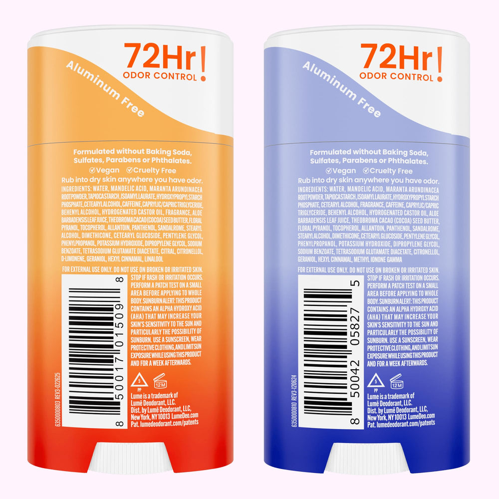 Lume product label closeup showing ingredients and benefits