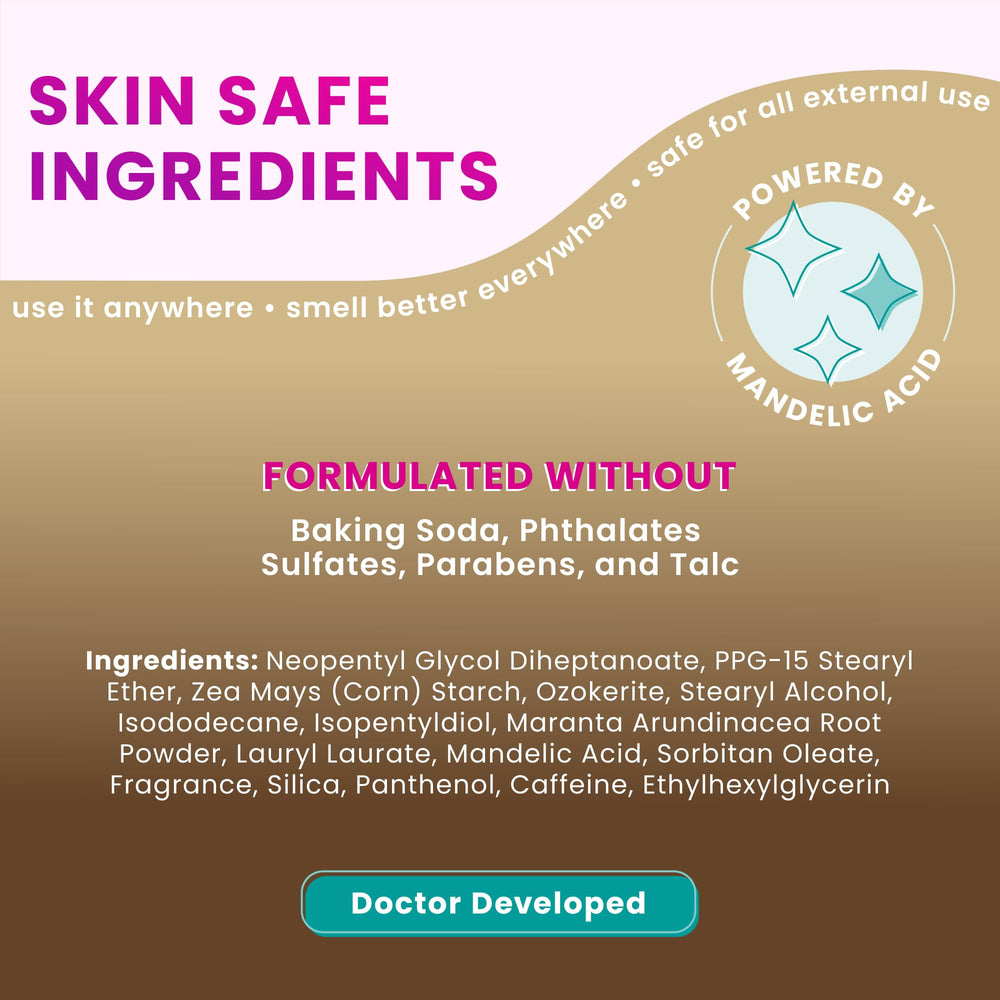 Underarm area with Lume odor control and skin-friendly formula.