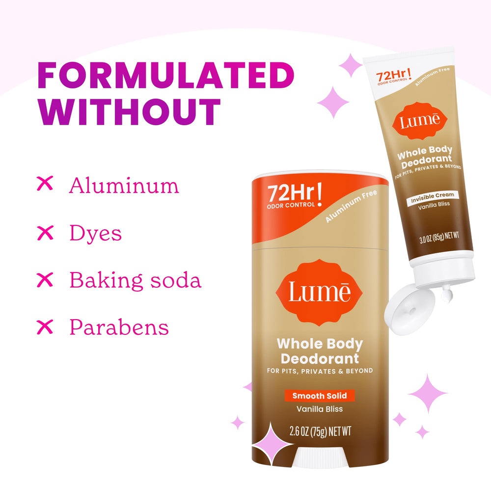 Lume Vanilla Bliss works on underarms, feet, and more.