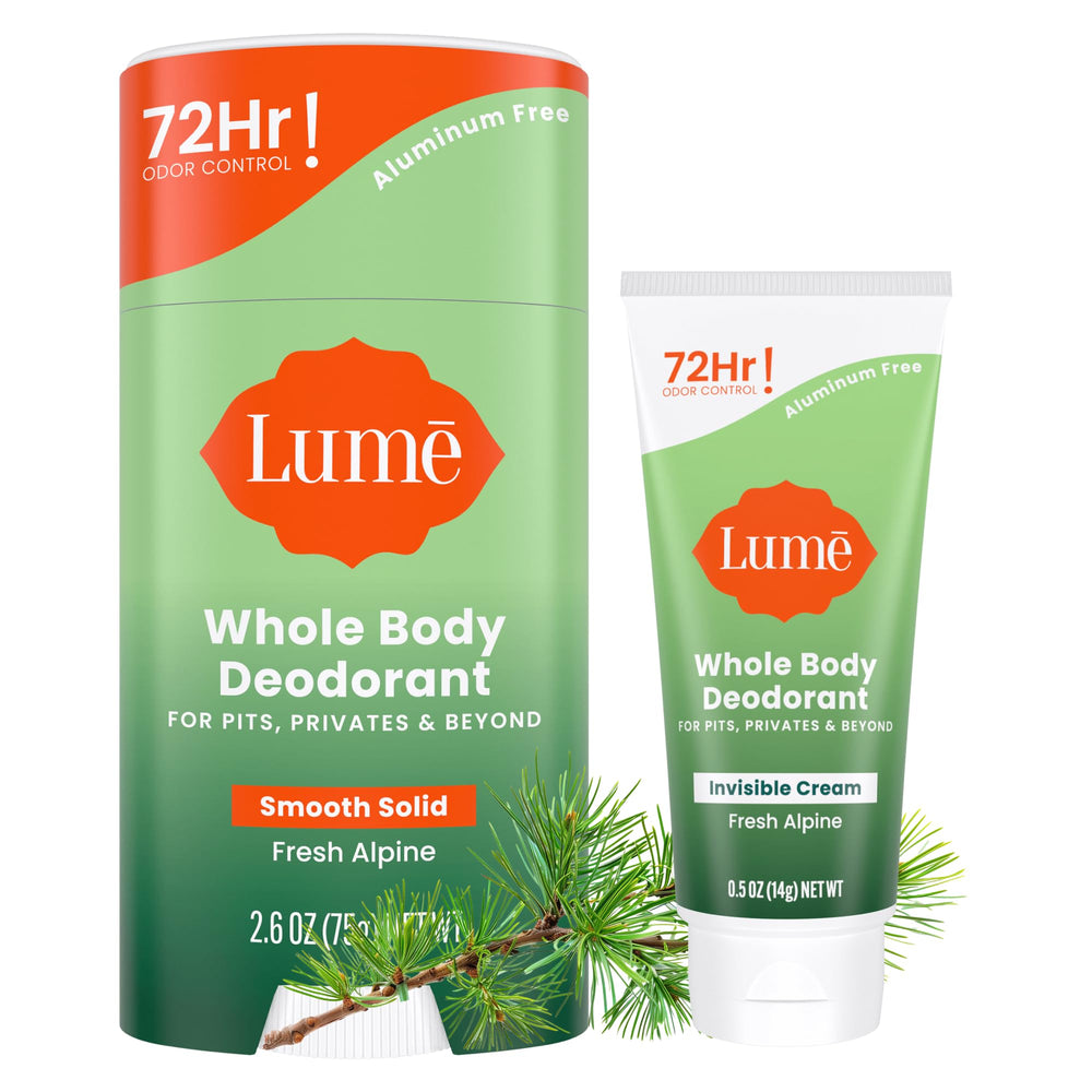 Lume invisible cream tube mini in Fresh Alpine scent, compact for on-the-go odor control