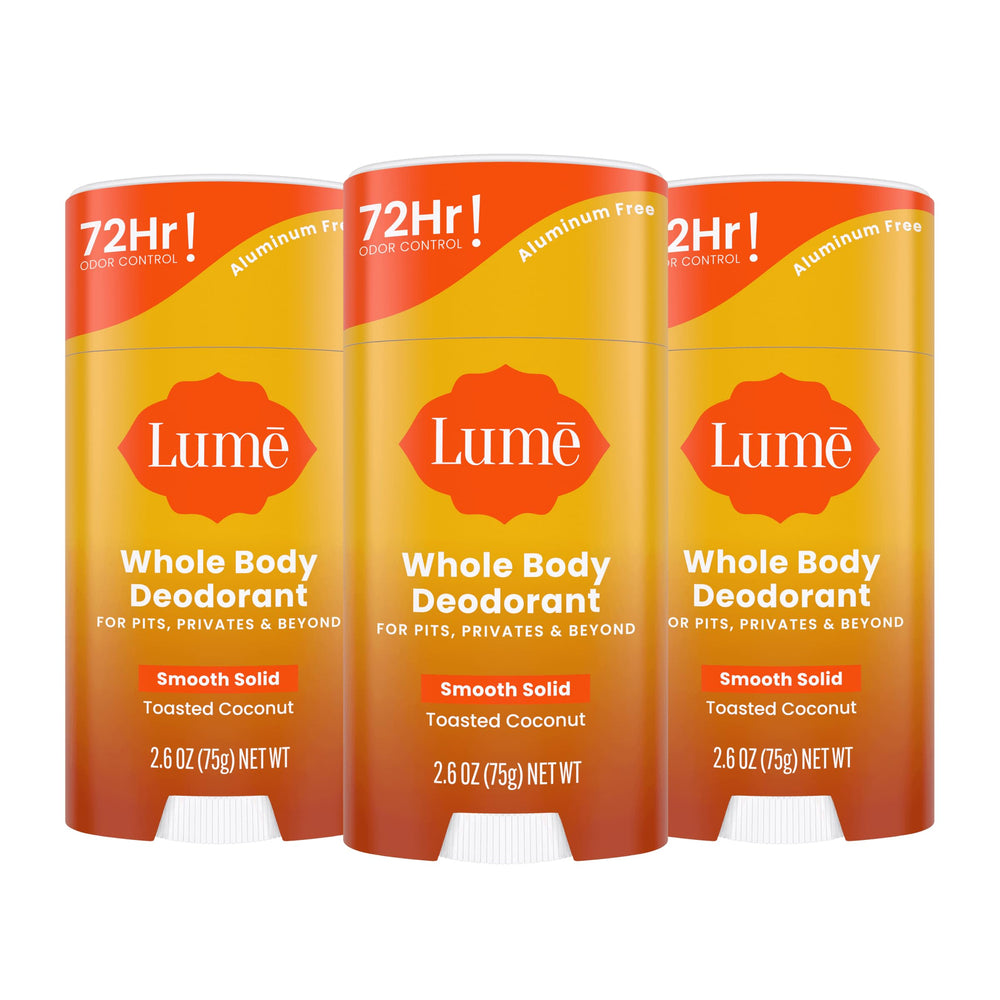 Lume Whole Body Deodorant Smooth Solid toasted coconut packaging for on-the-go odor control