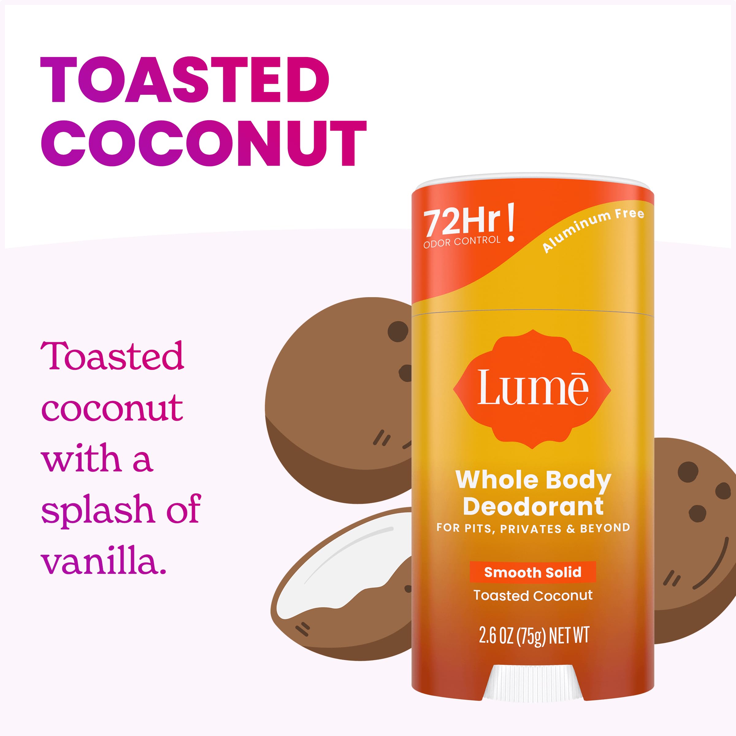 Close-up texture of Lume Smooth Solid toasted coconut for smooth glide
