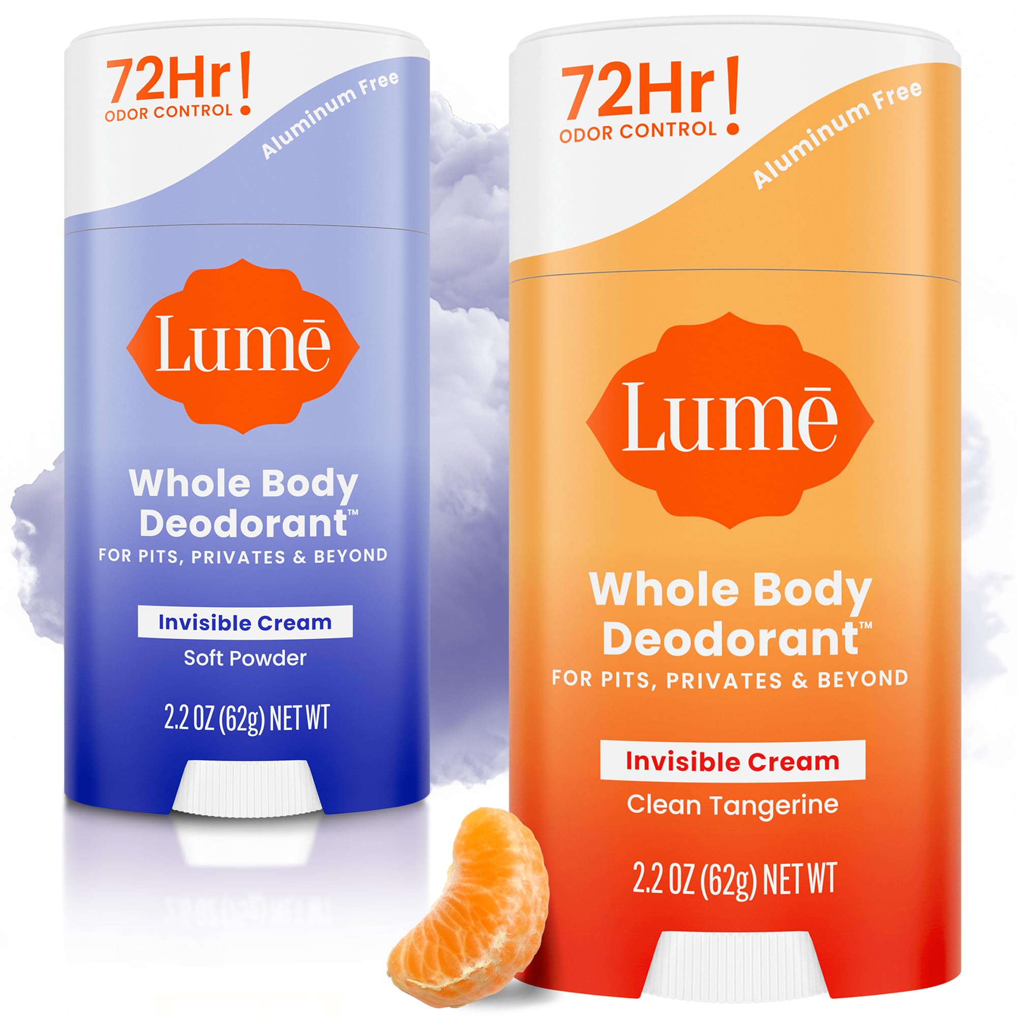 Lume whole body deodorant soft powder cap showing easy application and long-lasting odor control