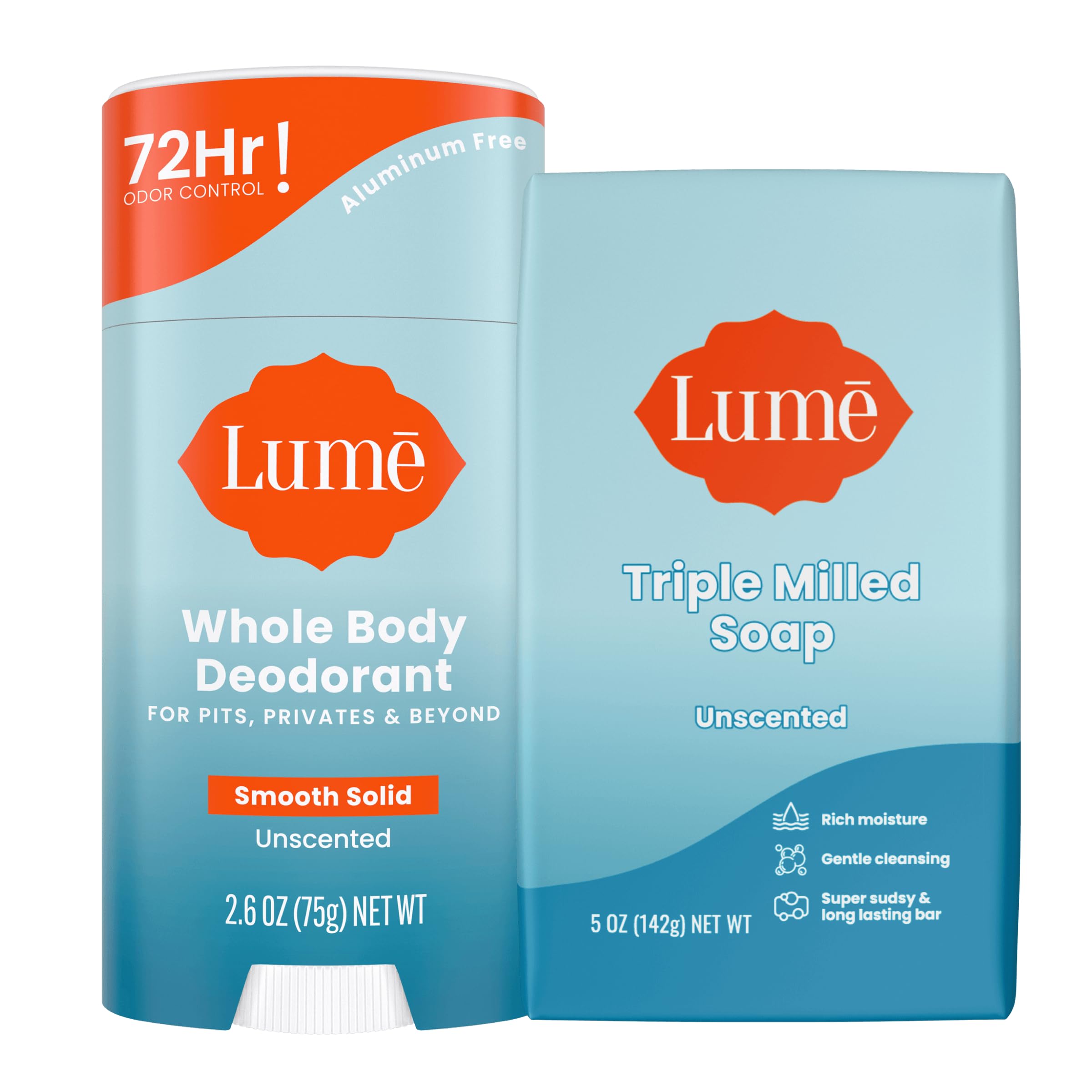 Lume whole body deodorant stick showing long lasting odor control