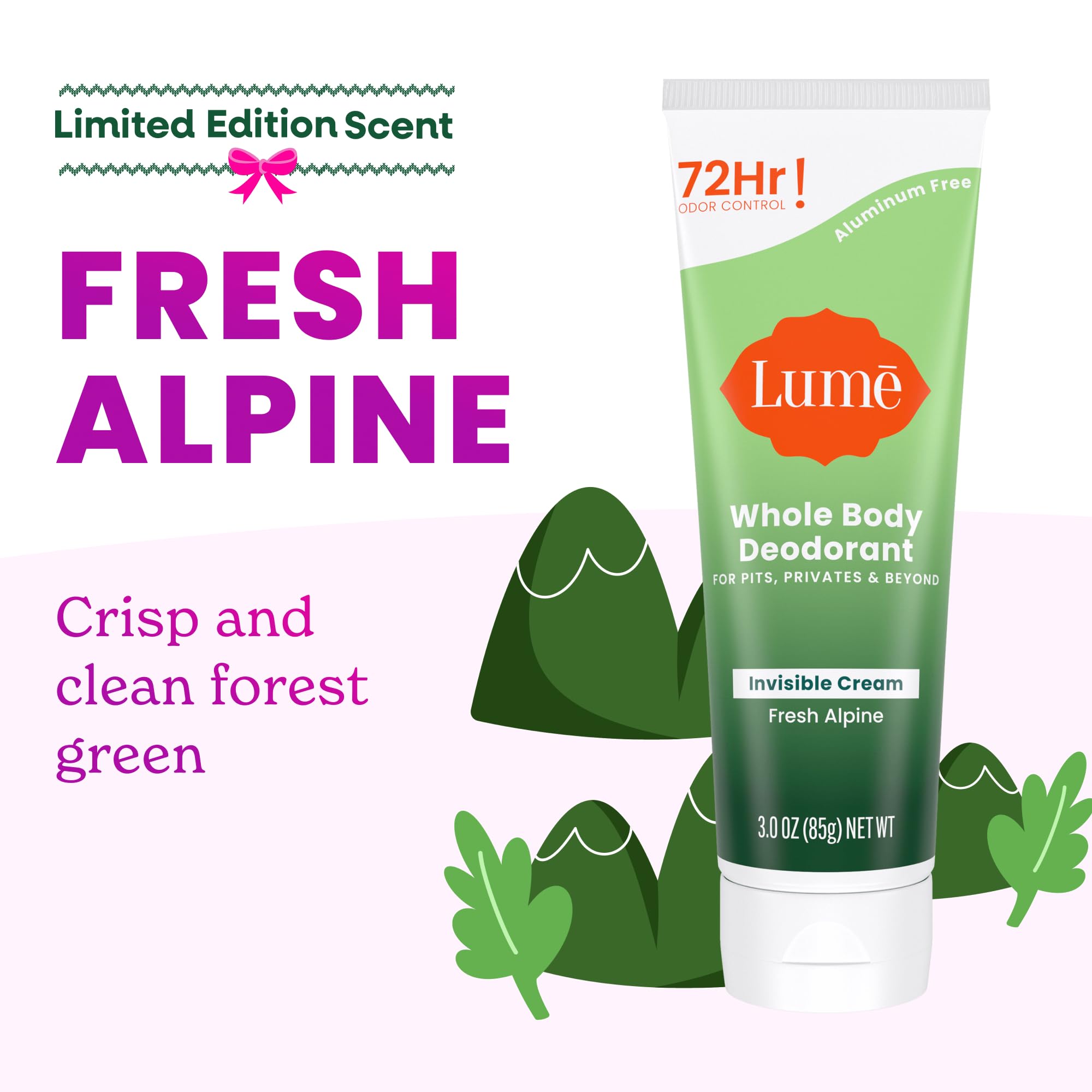 Lume deodorant tube cap closed, ready for application and travel-friendly.