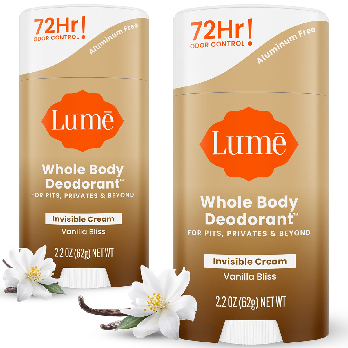 Lume Vanilla Bliss bottle demonstrates portable, aluminum-free odor control.