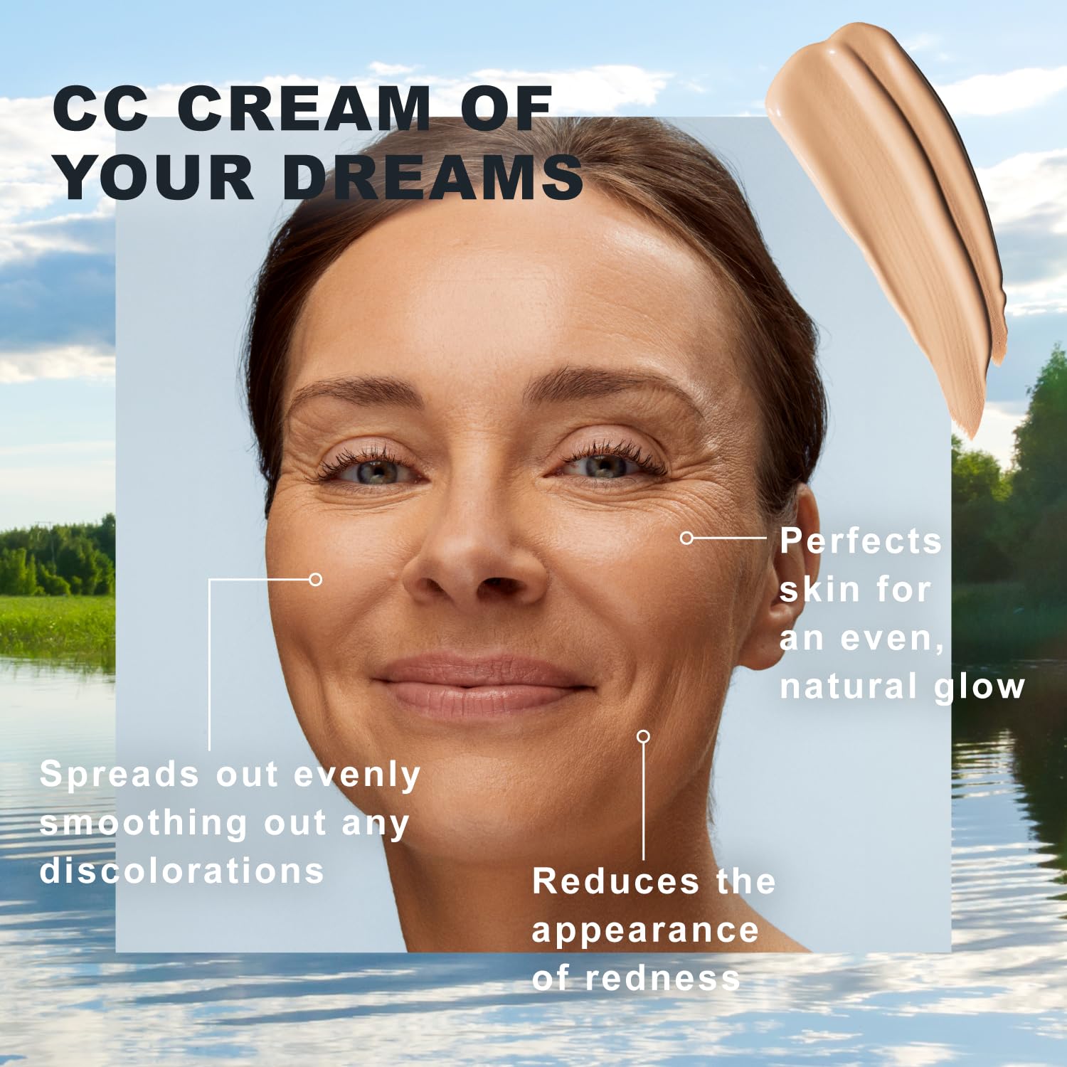 Lumene CC Cream glow finish on cheeks for radiant look