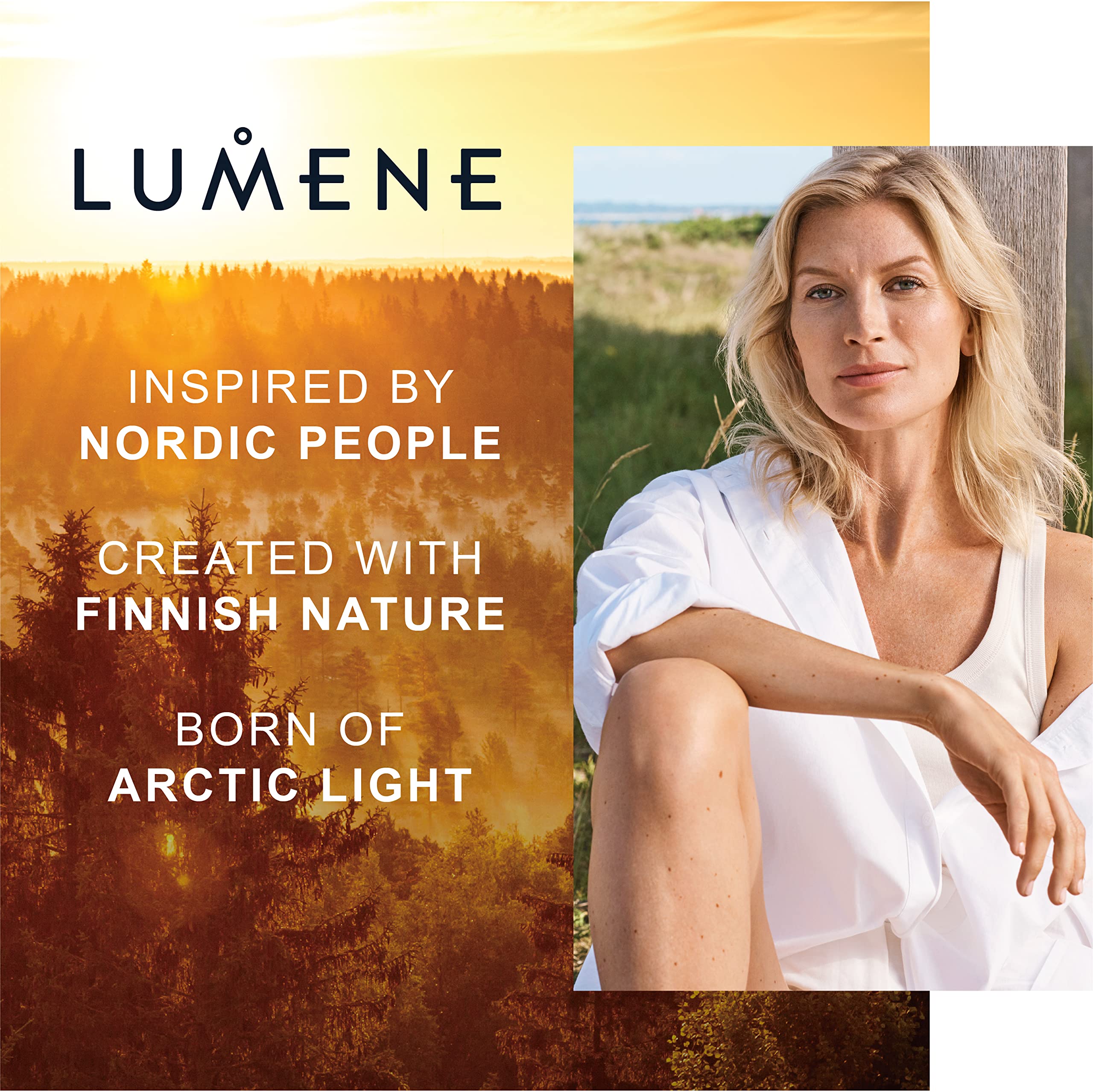 Lumene Lumo Nordic Bloom close-up reveals smoother, radiant skin texture.