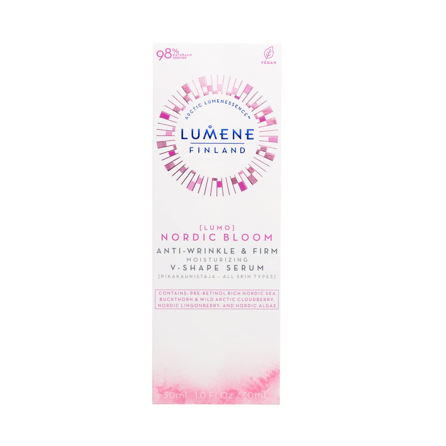 Lumene Lumo Nordic Bloom pre-retinol complex highlights contour refinement.