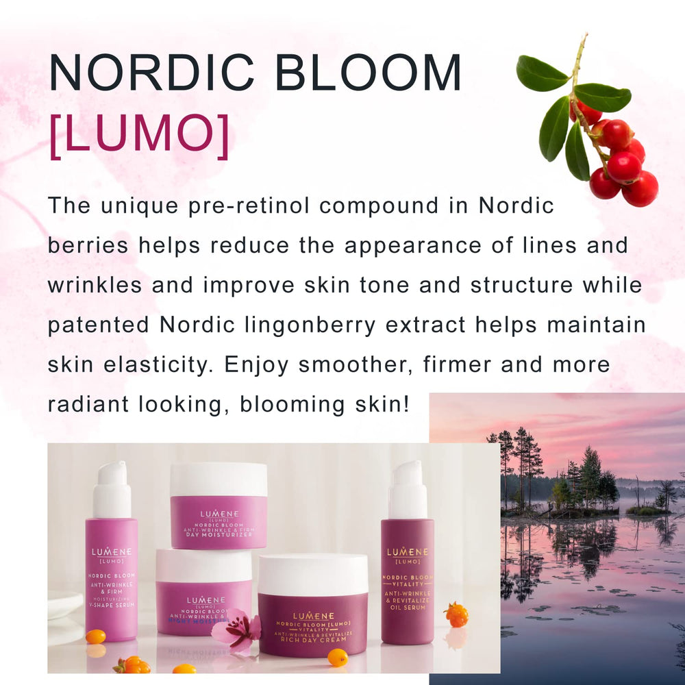 Lumene Lumo Nordic Bloom texture-application shows lightweight day and night use.