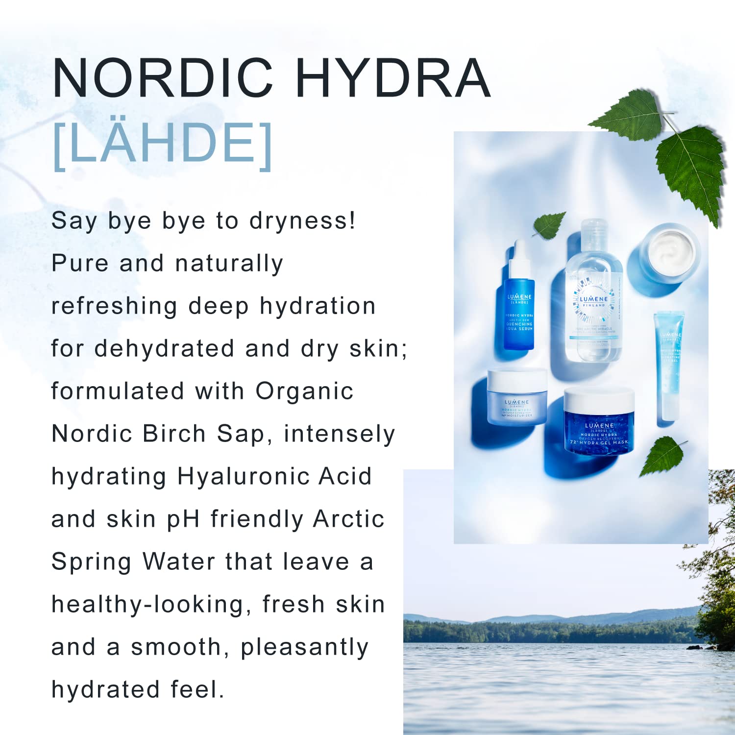 Lumene Nordic Hydra Arctic Aqua Cleanser pump closeup for convenient use.