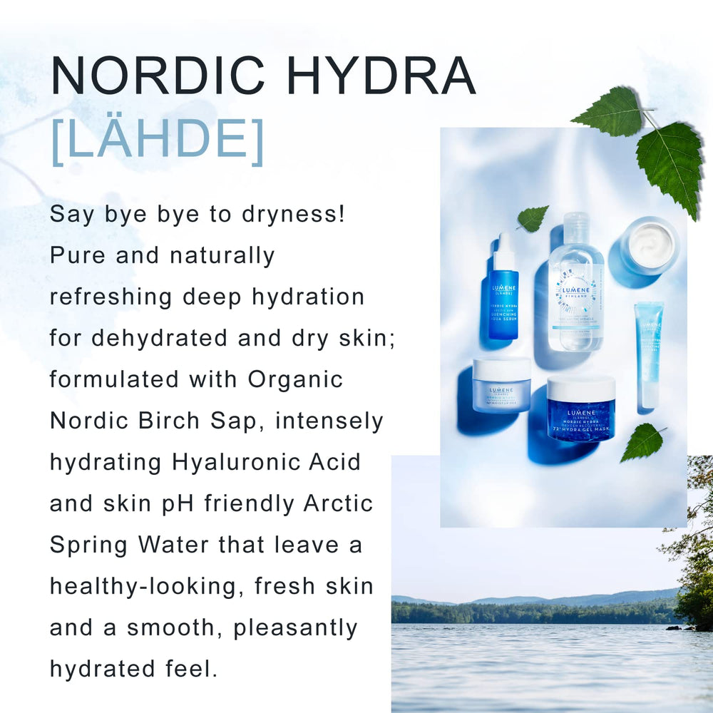 Lumene Nordic Hydra Arctic Aqua Cleanser pump closeup for convenient use.