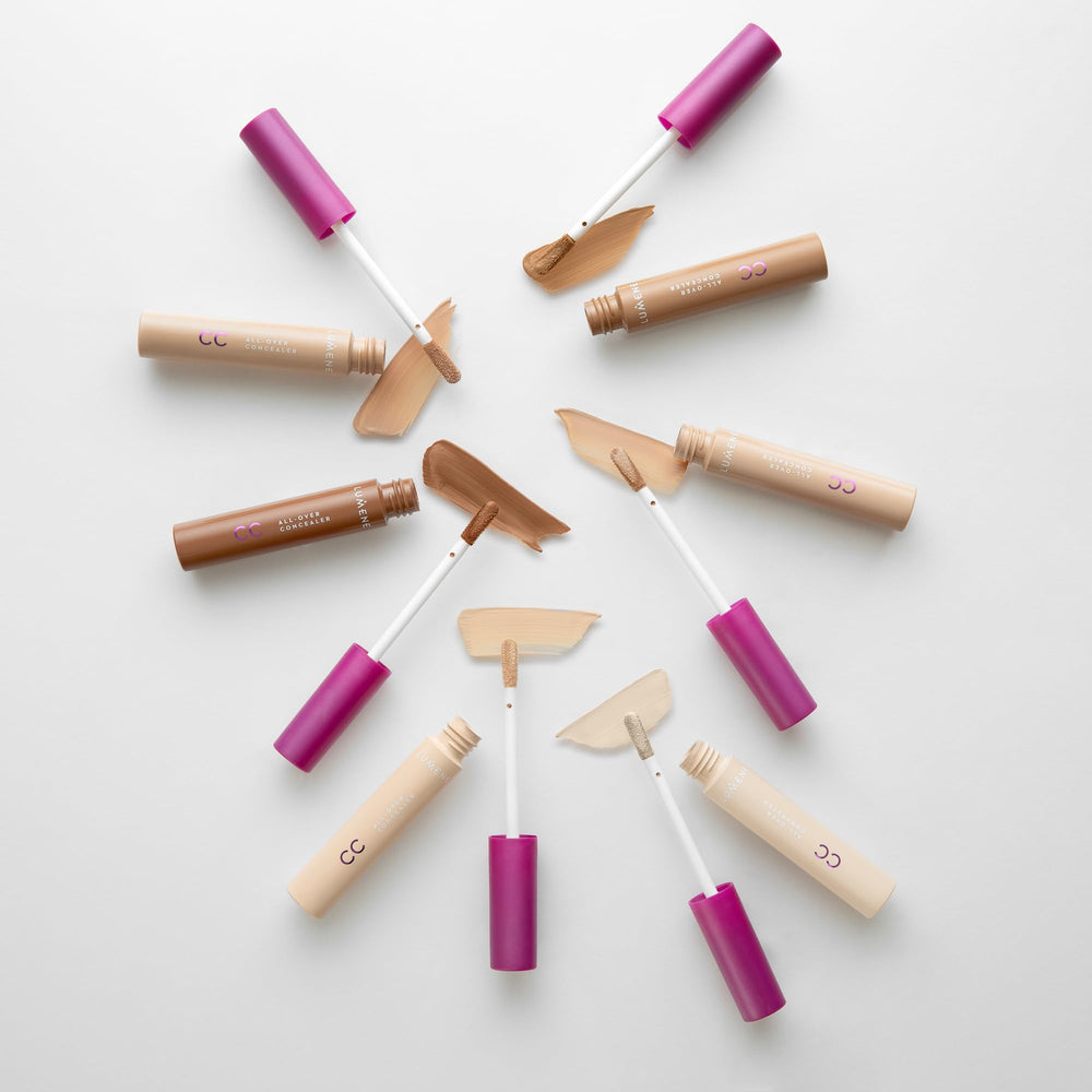 Lumene Concealer closeup showing conceal and contour capabilities on the face.