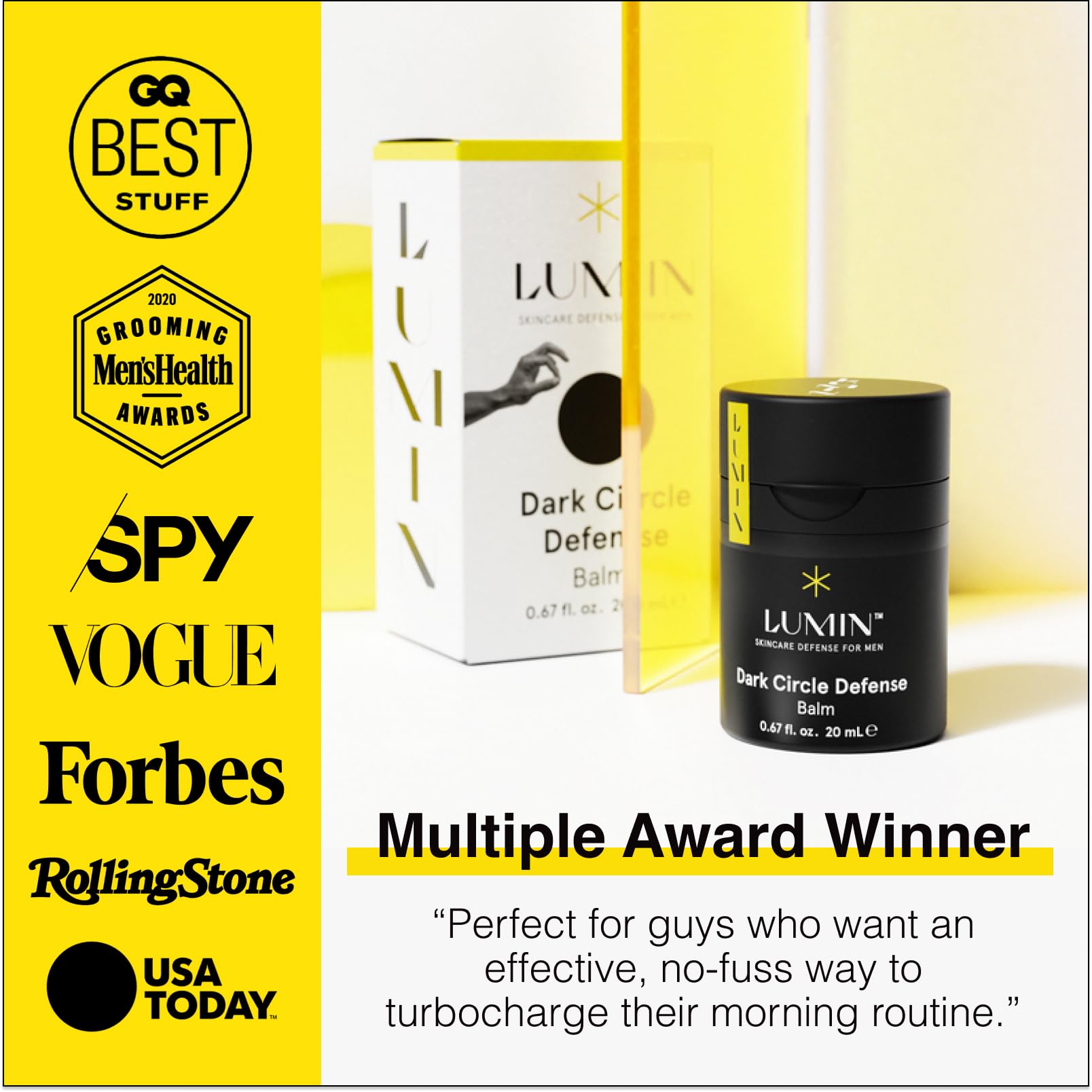 Daily and night use demonstrates rested-looking eye area with Lumin balm
