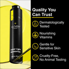 Lumin Super Light Moisturizer men spread on hand demonstrates quick absorption.