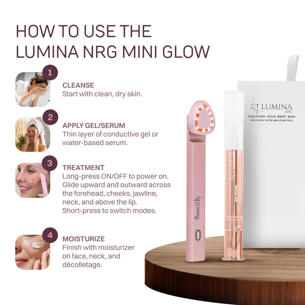 Lumina NRG Mini Glow Pro focuses on chin and forehead definition during use