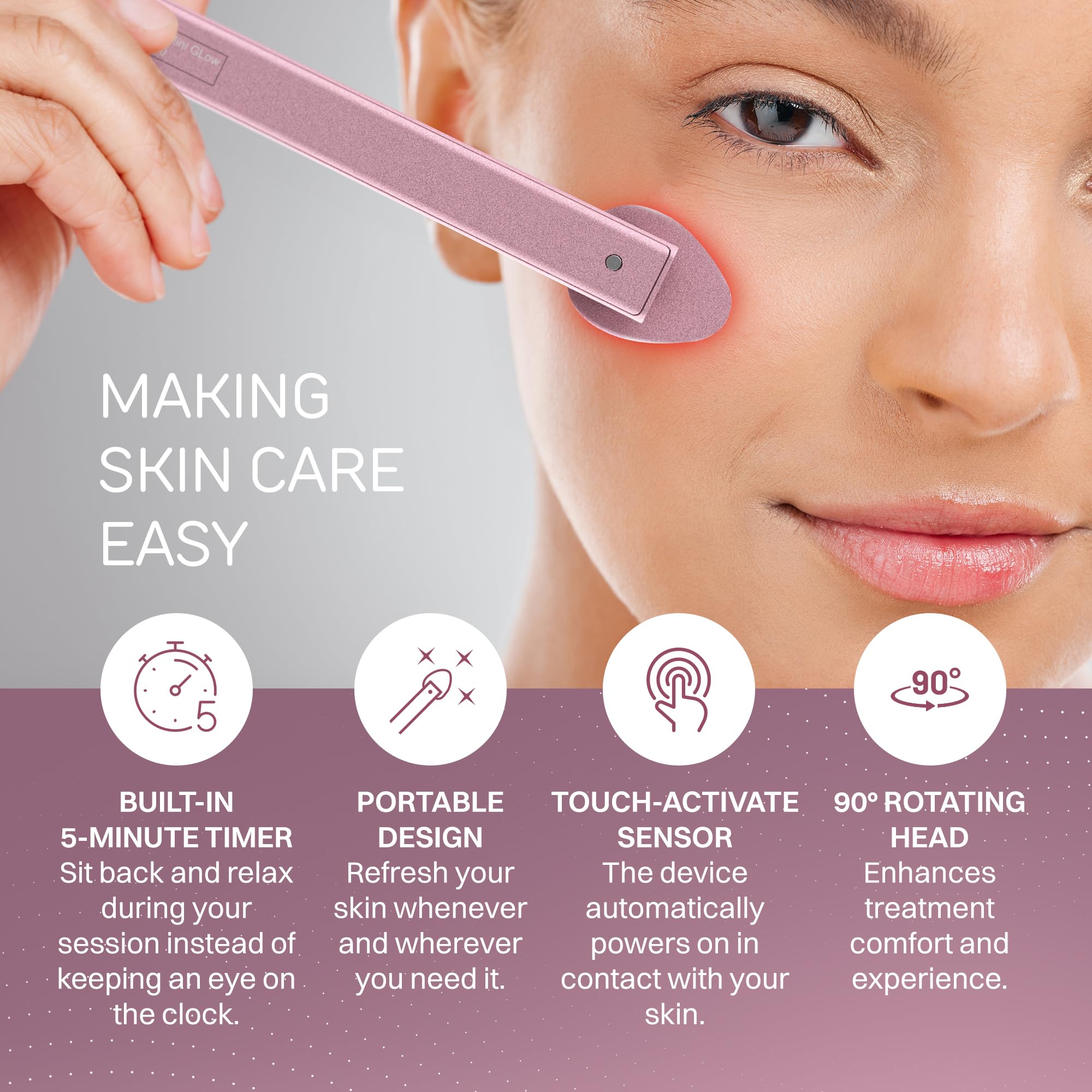 Lumina NRG Mini Glow Pro EMS tightening defines jawline with gentle stimulation
