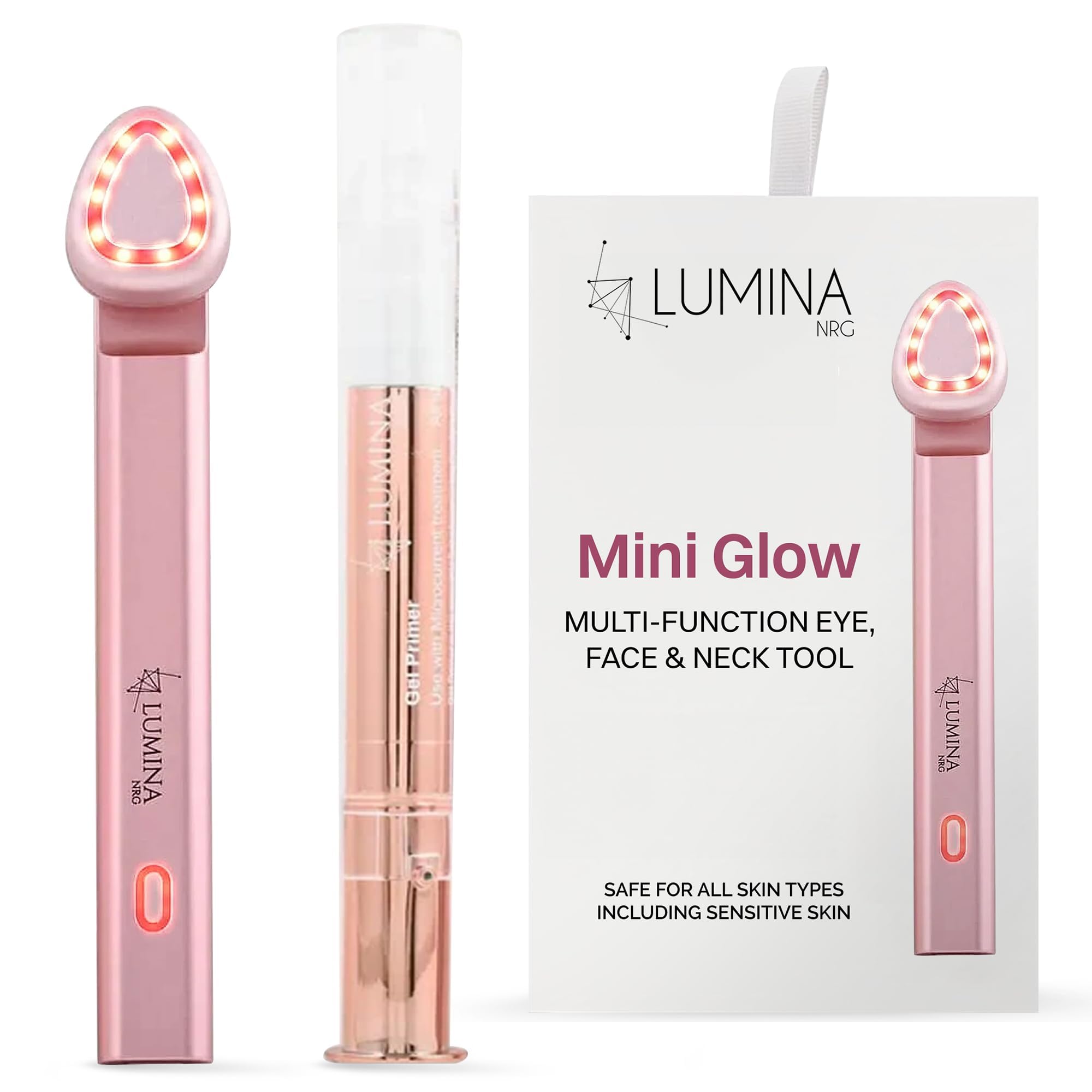Lumina NRG Mini Glow Pro face wand front view for portable at-home toning