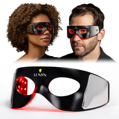 Luminator LED Eye Mask closeup displaying sleek unisex design for convenient under-eye care.