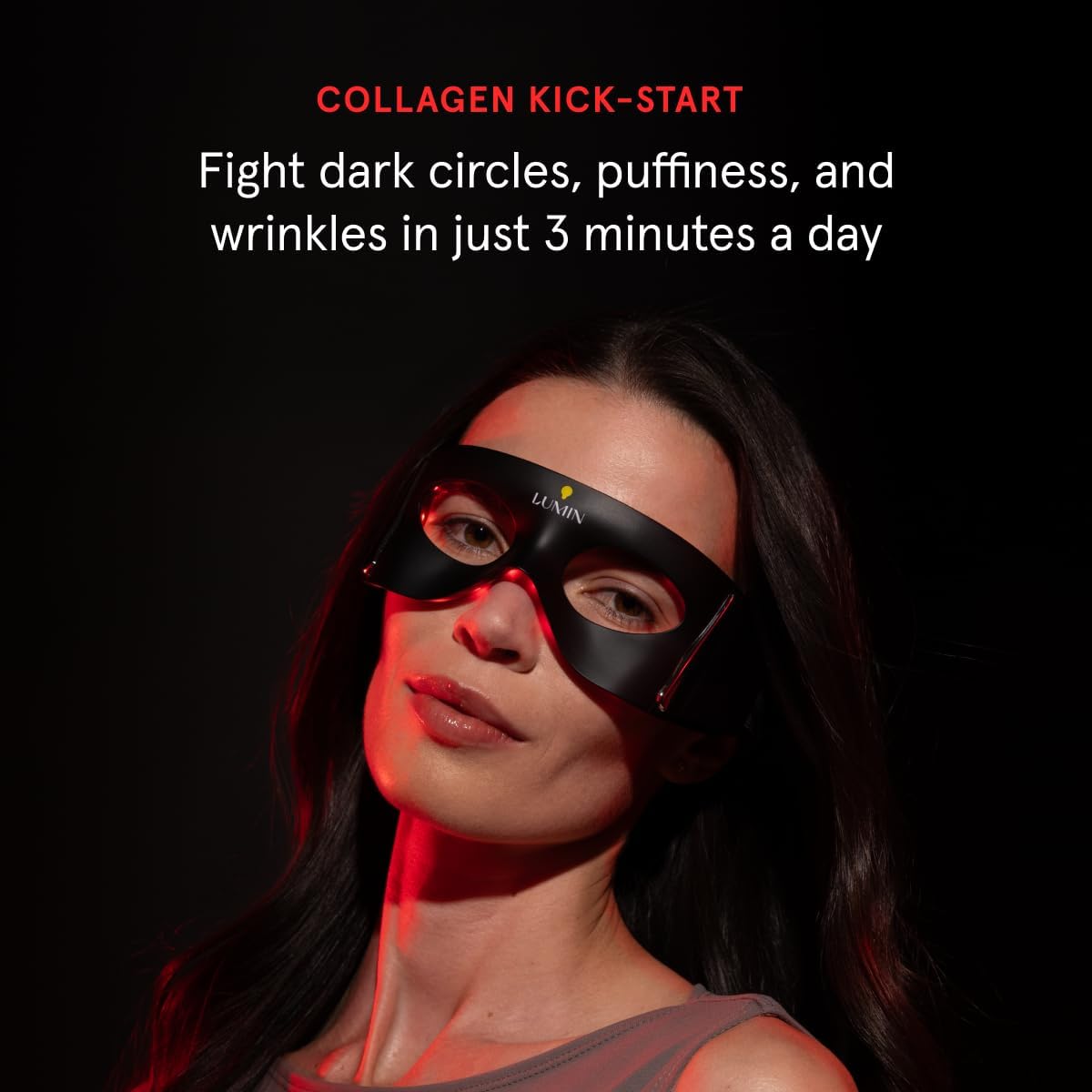 Luminator Eye Mask shown with medical-grade silicone pad for comfort.