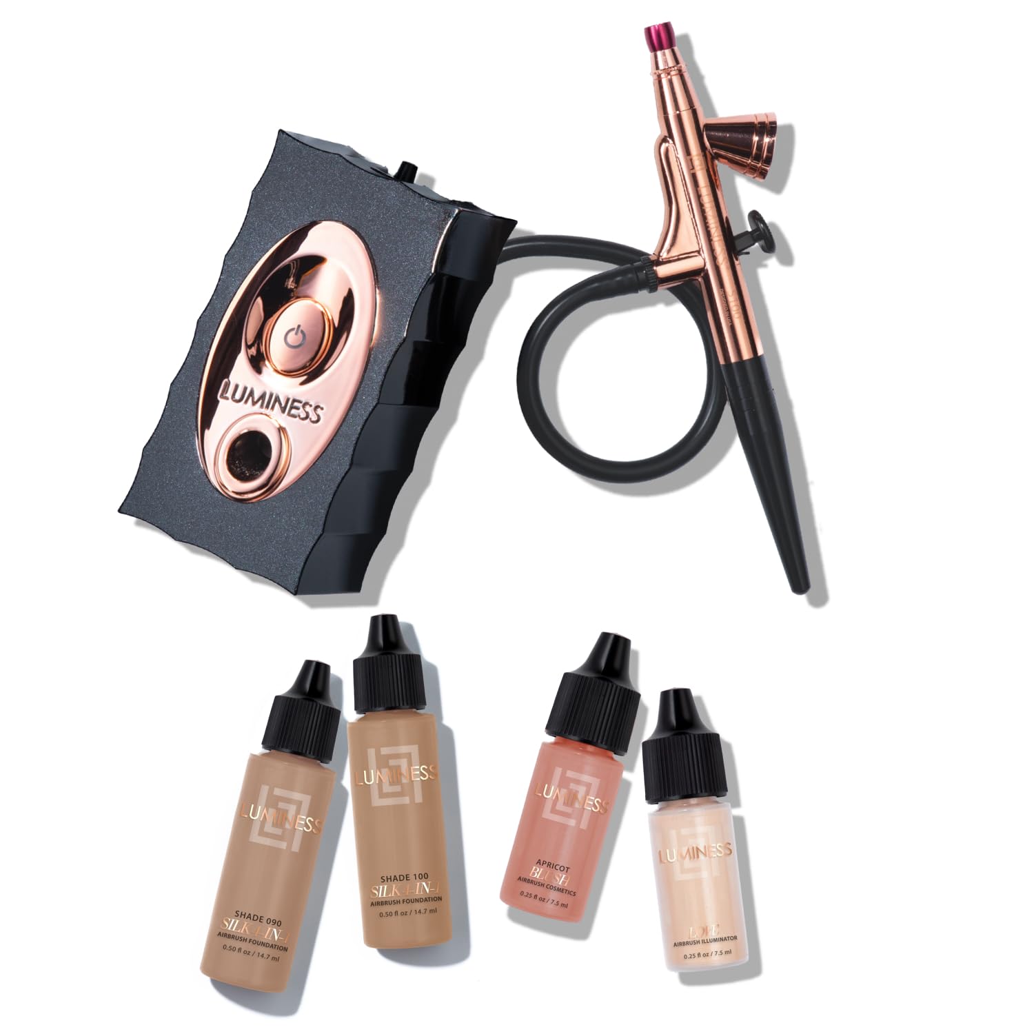 LUMINESS Air Icon compressor and stylus for precise touchless makeup application.