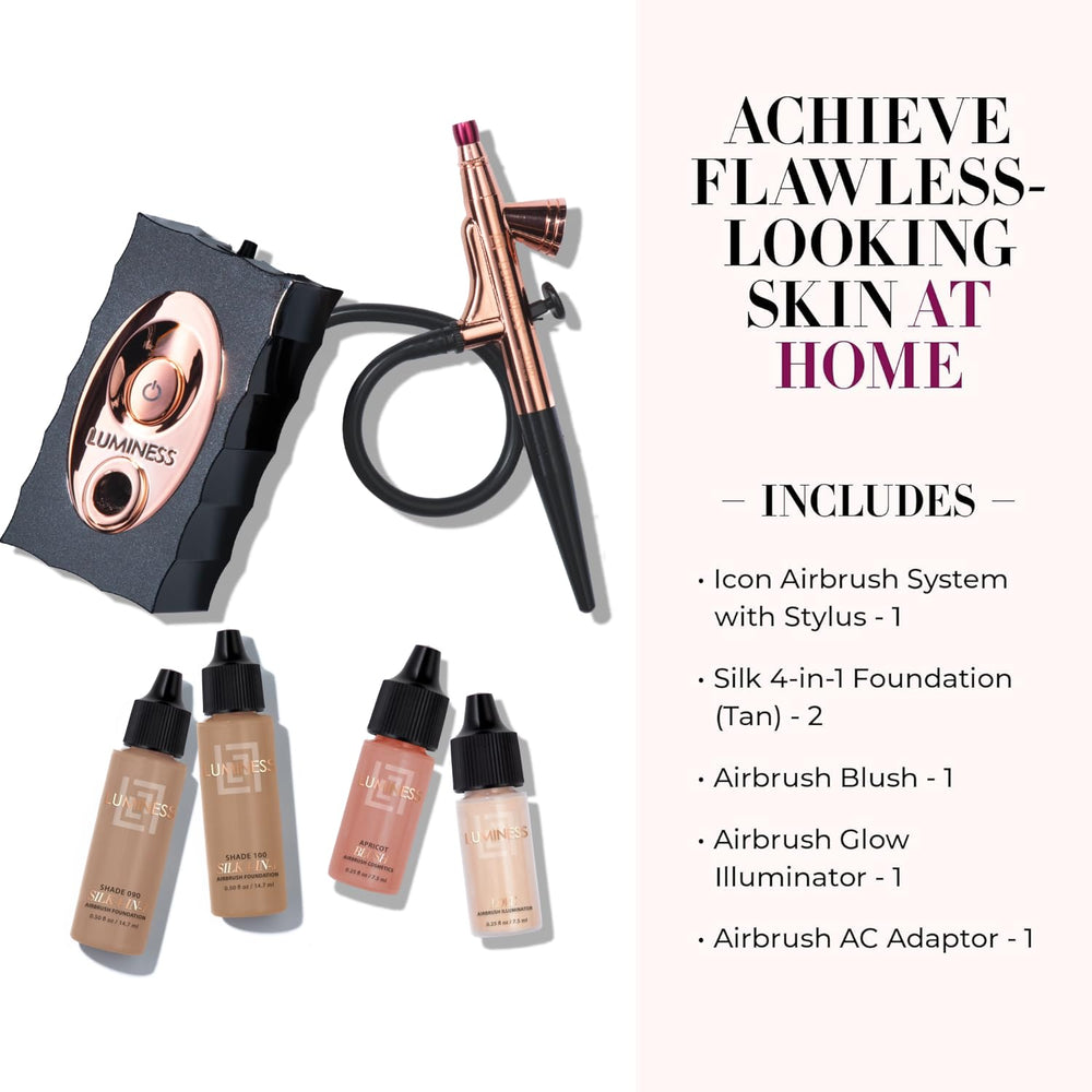 LUMINESS tan foundation bottle 1 for silky, long lasting coverage.
