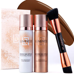 LUMINESS Airbrush Silk Foundation Starter Kit bottle offers even tone and hydration.