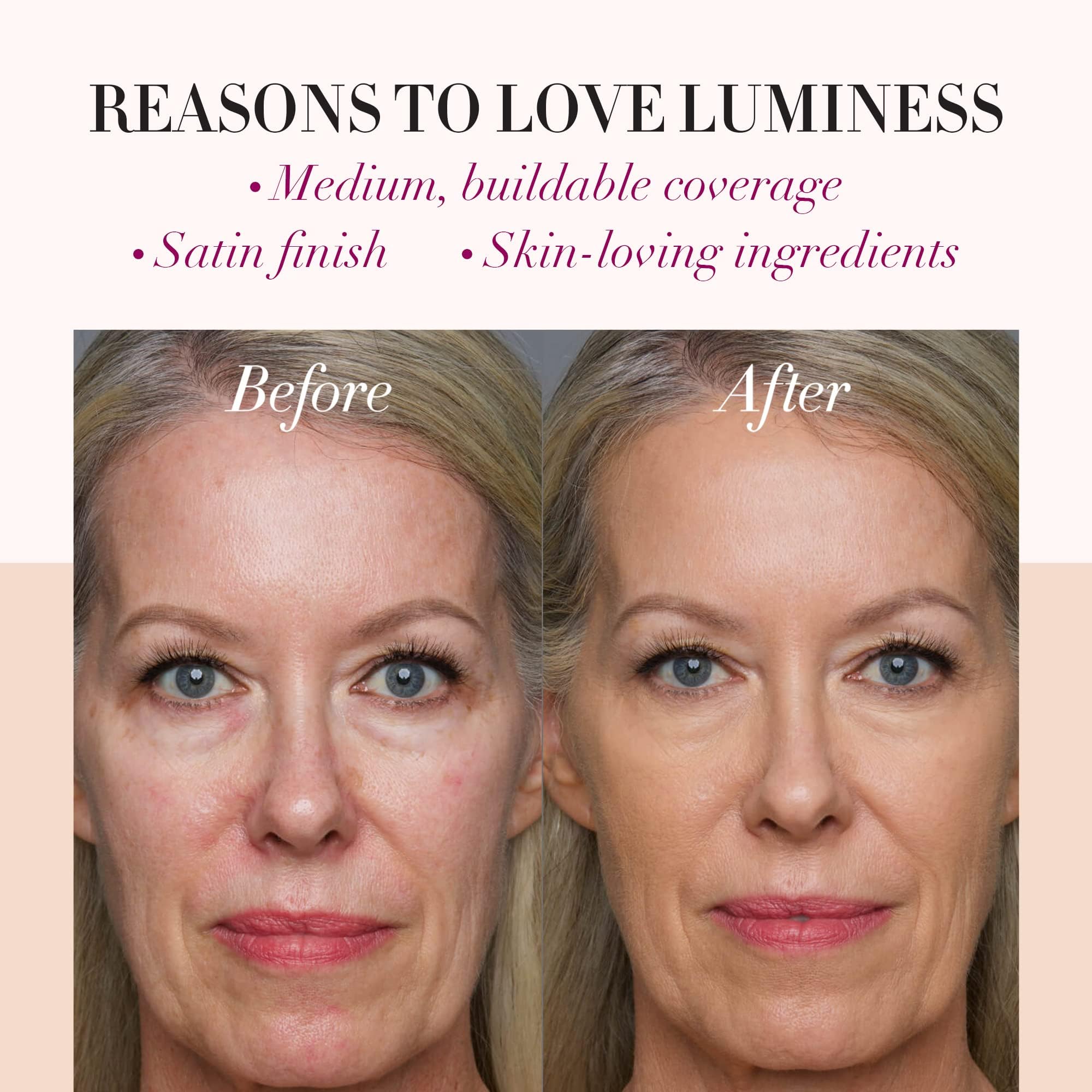 LUMINESS packaging and logo present for premium airbrush cosmetics