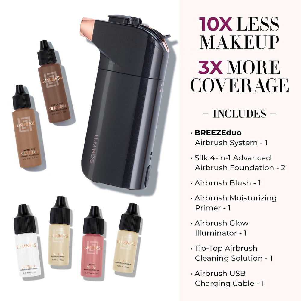 LUMINESS Breeze Duo foundation shade 16 bottle used for seamless coverage.