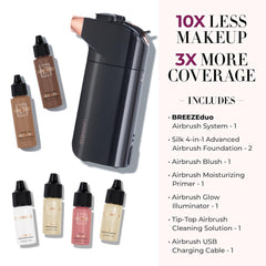 LUMINESS Breeze Duo foundation shade 16 bottle used for seamless coverage.