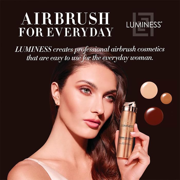LUMINESS face application with airbrush kit on clean skin.