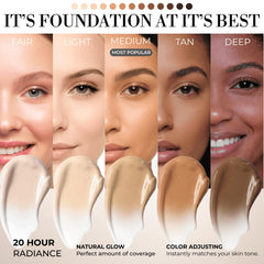 Swatch demonstrates color change as foundation blends with skin.