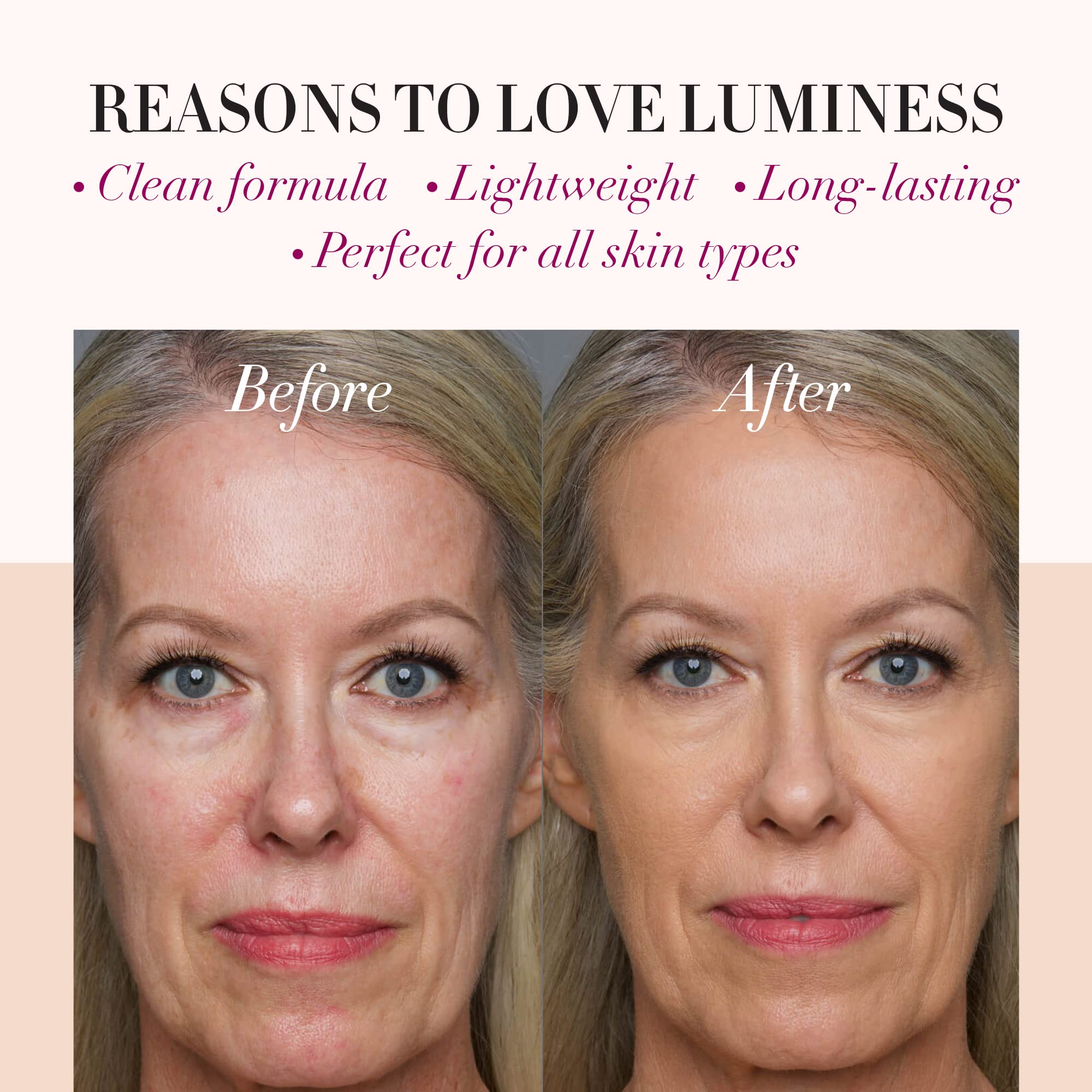 LUMINESS Shade Fair packaging shown, ideal for lighter skin tones.
