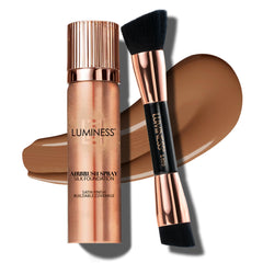 LUMINESS Silk Foundation bottle showcasing buildable coverage for a smooth complexion.