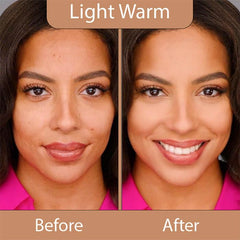 LUMINESS silk foundation spray application showing even, airbrushed finish.