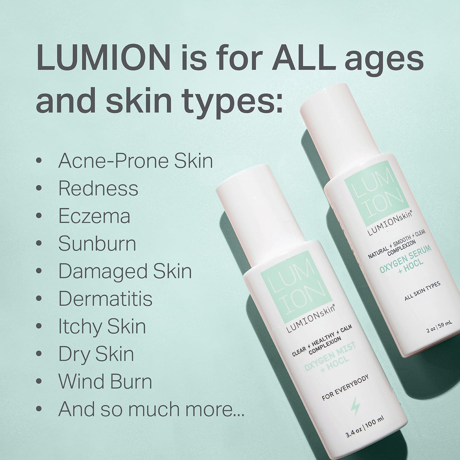Lumion Save My Skin HOCl Serum packaging highlighting vegan formula