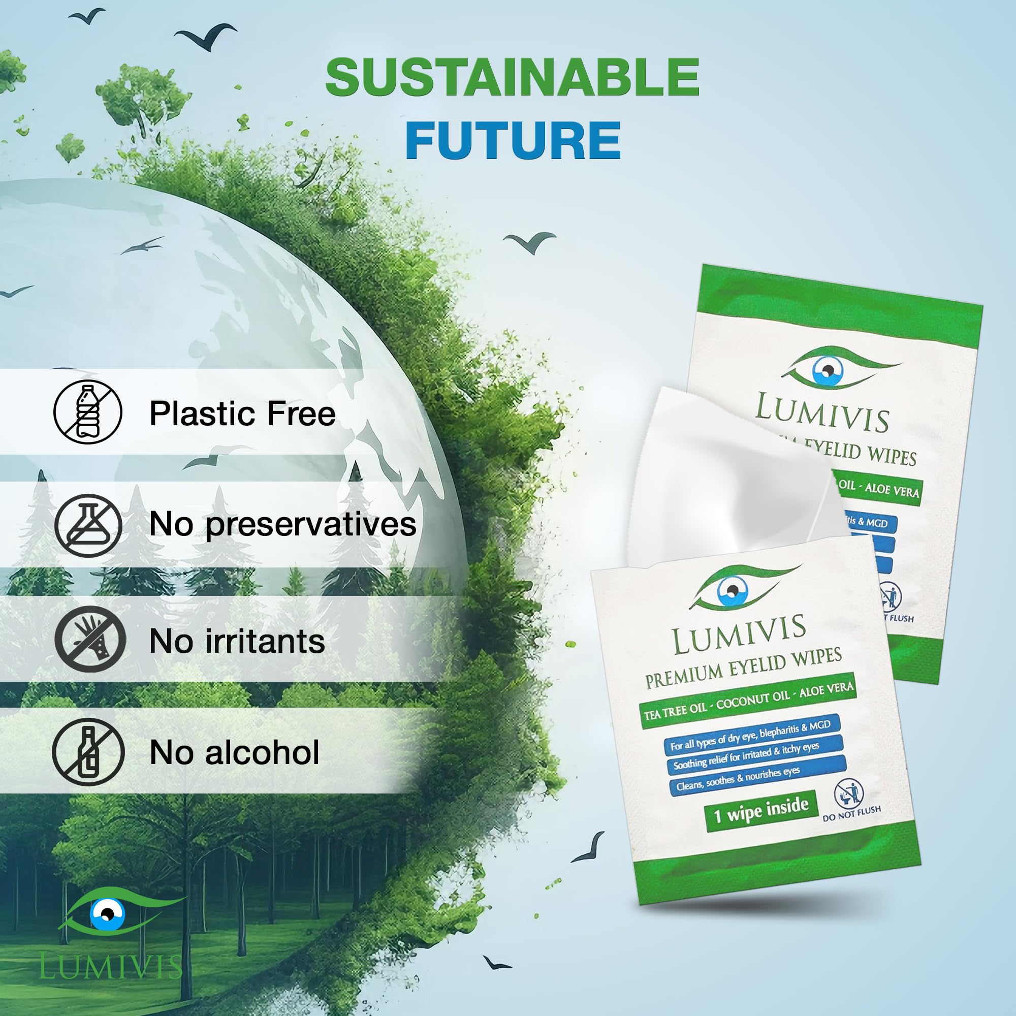 Lumivis wipes remove eye makeup and clean eyelids cleanly.