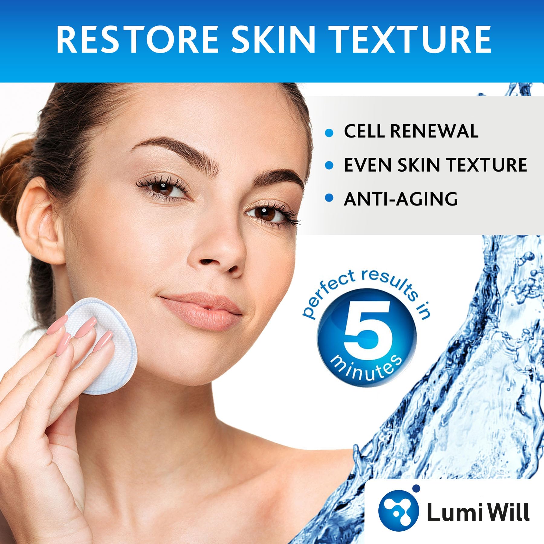 LUMI WILL Glycolic Pads 35% applying pad in routine for gentle exfoliation