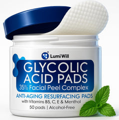 LUMI WILL Glycolic Pads 35% pack for at-home exfoliation and radiance