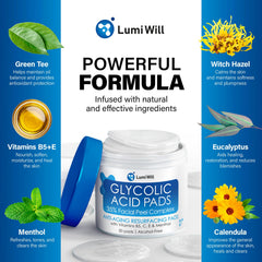 LUMI WILL Glycolic Pad on hand showing texture for smoother skin
