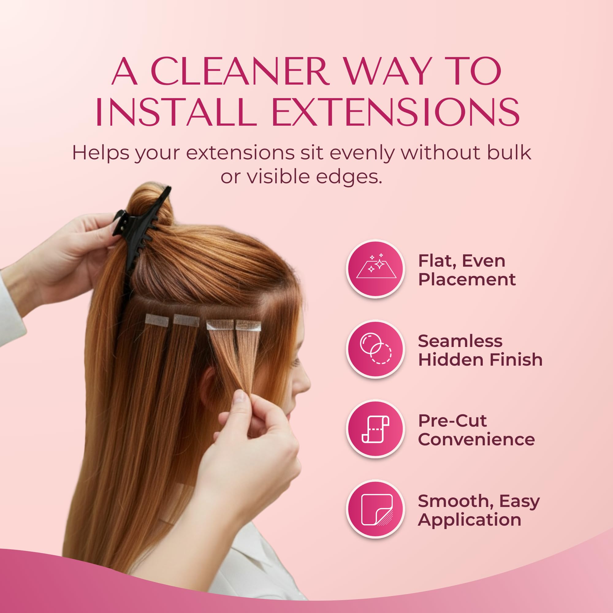 Lumoria skin-friendly extension tape adhesive provides gentle comfort with strong hold.