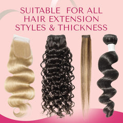 Lumoria thin transparent tape blends with hair for an undetectable finish.