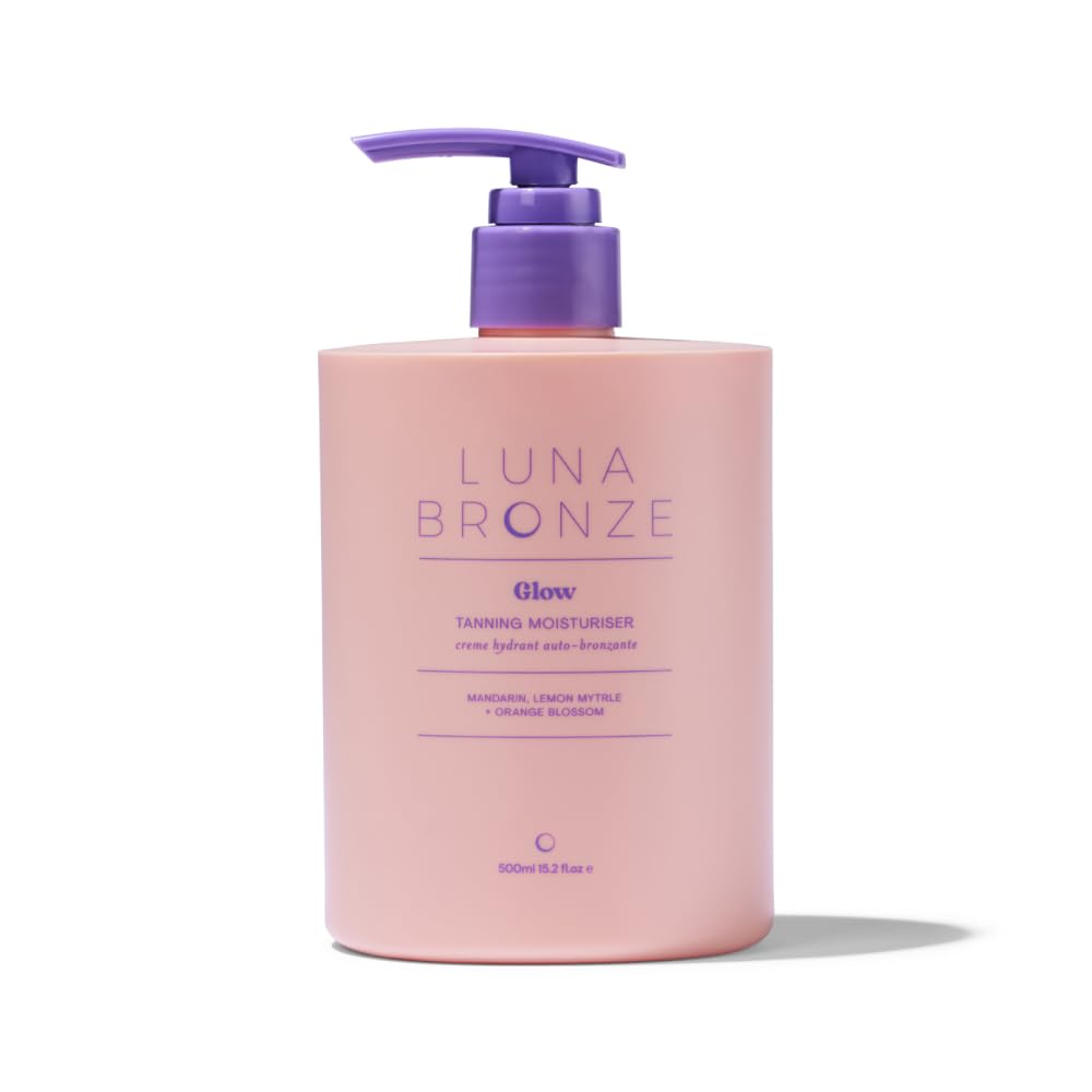 Luna Bronze Glow bottle front view showing natural gradual tan moisturizer.