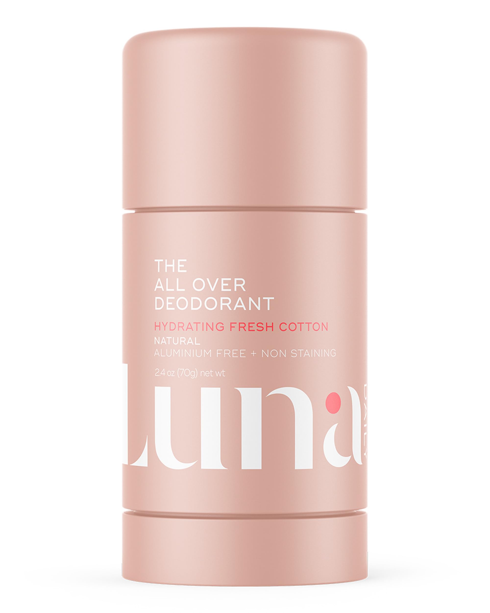 Luna Daily All-Over Deodorant Stick packaging for clean travel-ready storage.