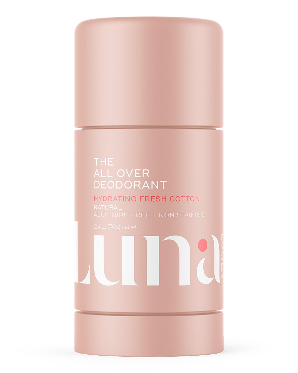 Luna Daily All-Over Deodorant Stick packaging for clean travel-ready storage.