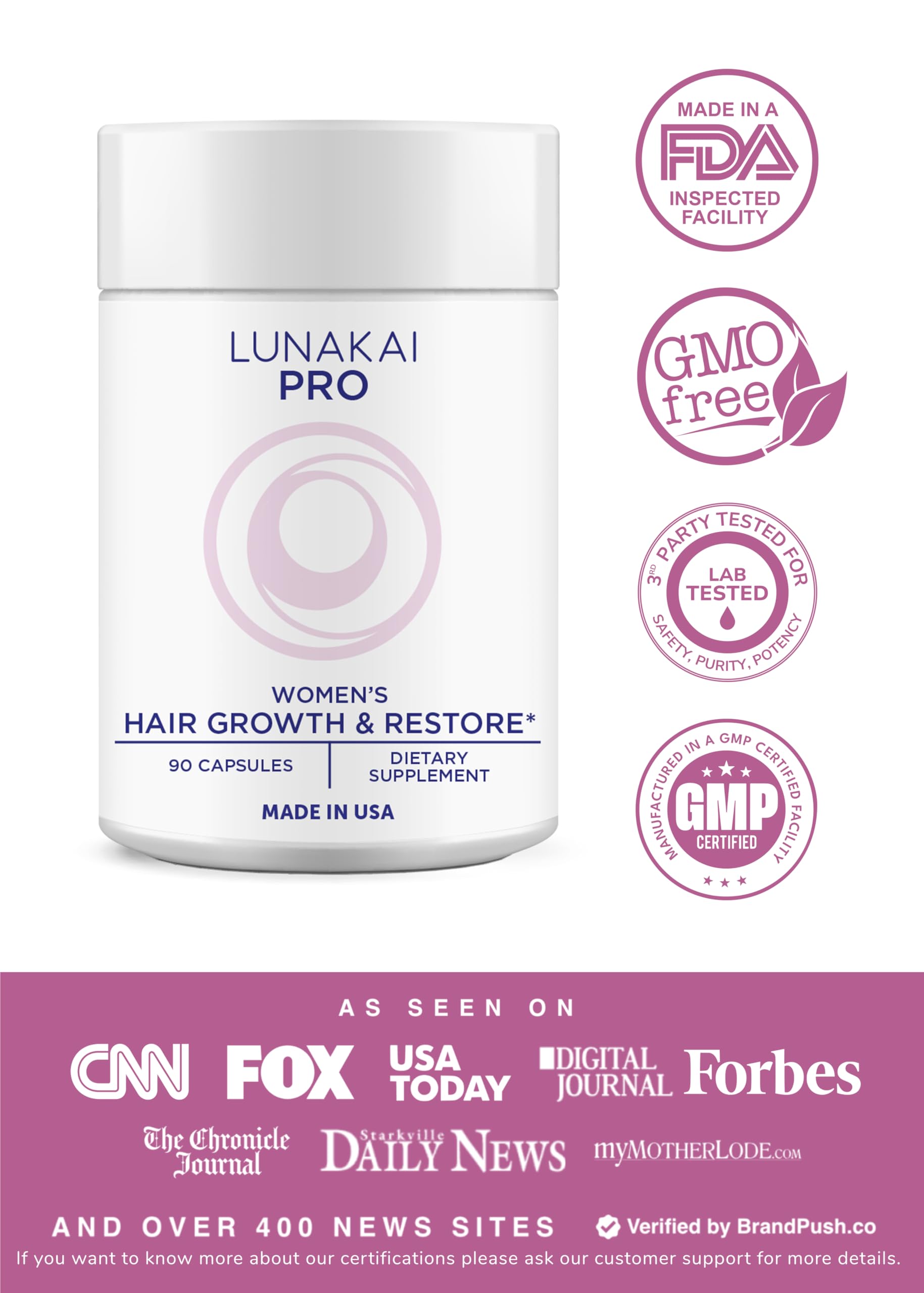 Lunakai Pro bottle side label detail highlights the 90-count capsules